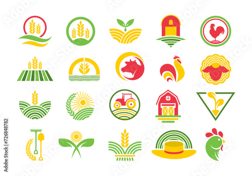 Farm Logo Icon Element Set