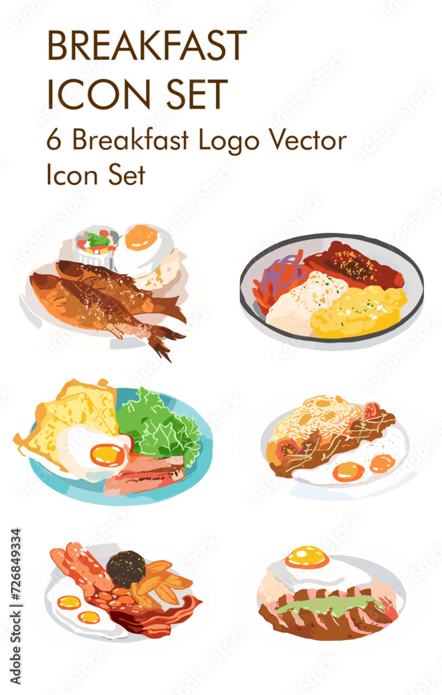 6 Breakfast logo vector icon set 6 Breakfast logo vector icon set