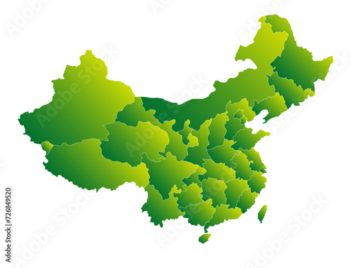 中国と台湾の地図のデザイン、自然環境、省（市・区）の境界線入り
