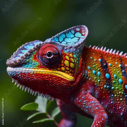 Close-up of a chameleon changing colors.