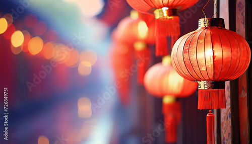Chinese new year lanterns in China town photo