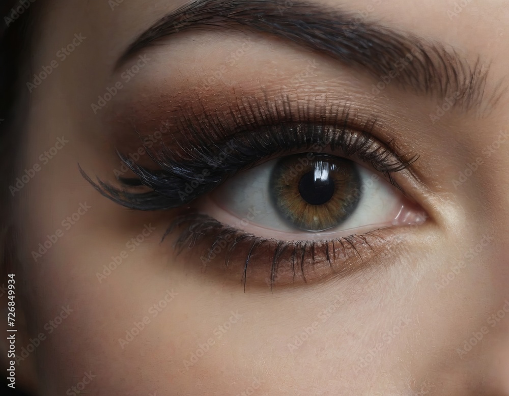 Close-up of beautiful eyes with makeup. Smooth skin with natural makeup of eyelashes, eyebrows and eyelids. Part of the face. Eye makeup concept. Close-up of beautiful eyes with makeup. Smooth skin with natural makeup of eyelashes, eyebrows and eyelids. Part of the face. Eye makeup concept.
