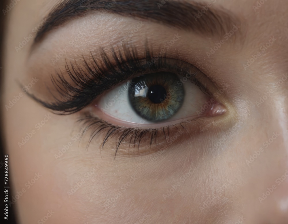 Close-up of beautiful eyes with makeup. Smooth skin with natural makeup of eyelashes, eyebrows and eyelids. Part of the face. Eye makeup concept. Close-up of beautiful eyes with makeup. Smooth skin with natural makeup of eyelashes, eyebrows and eyelids. Part of the face. Eye makeup concept.