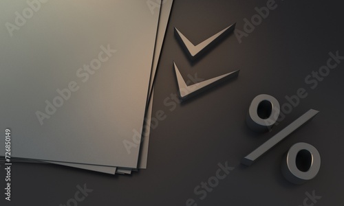 Tax  payment  rate background. Finance concept 3d illustration. 