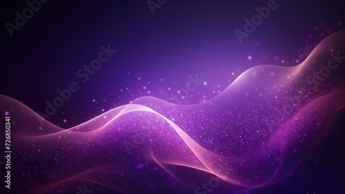 Digital purple particles wave and light abstract background with shining dots stars