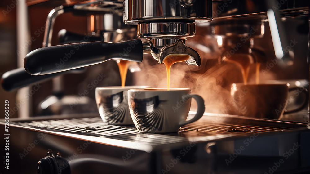 stainless steel coffee machine hums with life as steam billows from its spout stainless steel coffee machine hums with life as steam billows from its spout