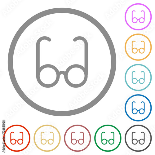 Vintage glasses outline flat icons with outlines