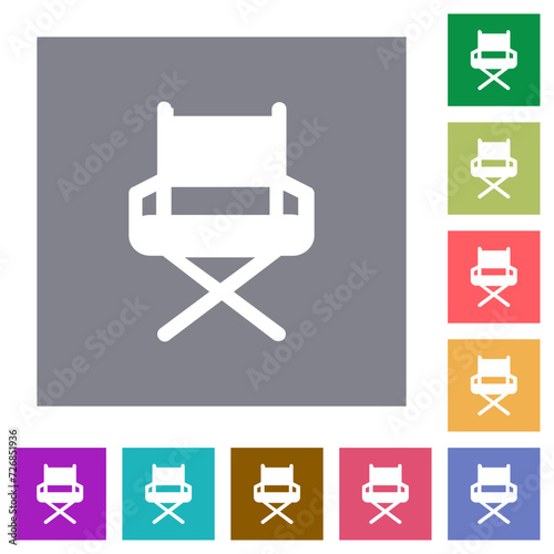 Director chair solid square flat icons photo