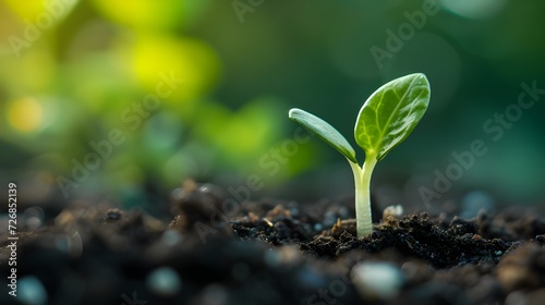 closeup photography germinating agriculture, A seedling is sprouting from a seed © Muzikitooo