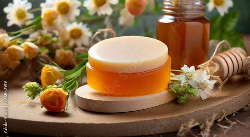 Nature's Touch: High-Resolution Images of Handmade Honey Soap - Mock up