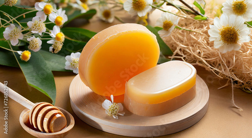 Explore the Beauty of Handmade Honey Soap in Stunning Images- Mock up