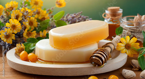 Enchanting Handcrafted Honey Soap: Stock Photo Collection - Mock up
