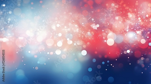 Abstract red white blue glitter sparkle lights bokeh background. 4th of July USA Independence Day. for artwork graphic design. copy text space.