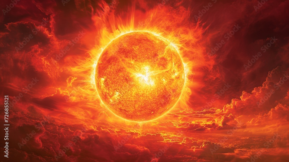 Large Sun Shining Through Clouds in the Sky Large Sun Shining Through Clouds in the Sky