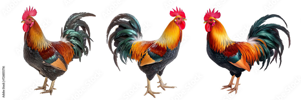 Collection of PNG. Rooster isolated on a transparent background. - obrazy, fototapety, plakaty 