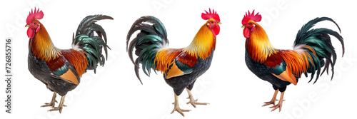 Photographie Collection of PNG. Rooster isolated on a transparent background.