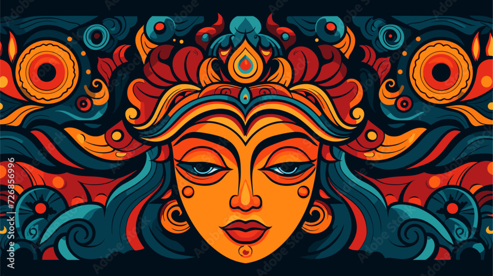 Vectorized vibrant patterns inspired by Hindu art  capturing the intricate designs and cultural vibrancy in a colorful and meaningful vector background. simple minimalist illustration creative