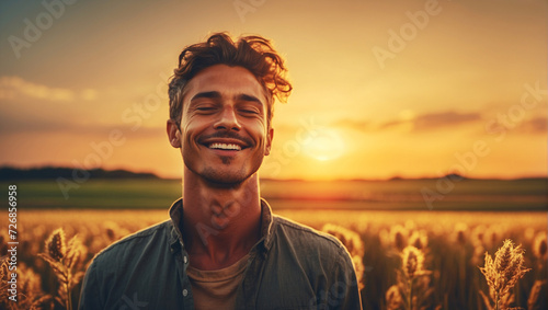 Portrait of calm happy man smiling
