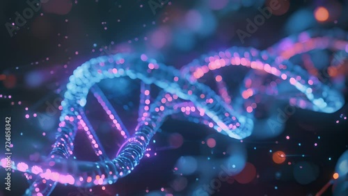 A holographic model of DNA strands showing the variations and mutations that can occur and their potential implications. photo