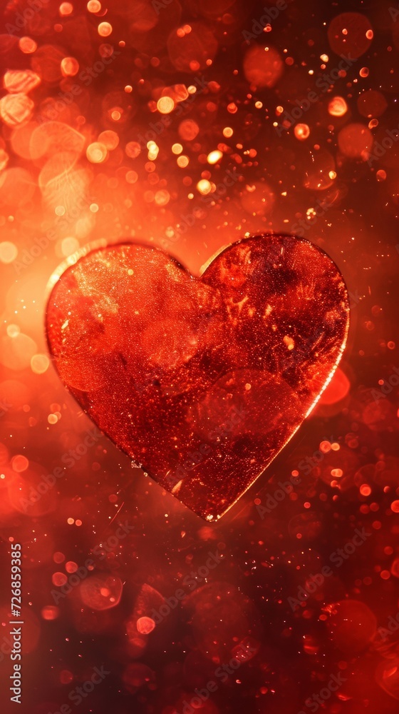 Red Heart Shaped Object on Red Background Red Heart Shaped Object on Red Background