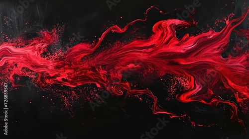 Red and Black Abstract Painting on Black Background photo