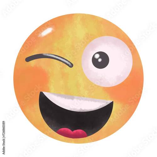 Cheerful emoji watercolor illustration
