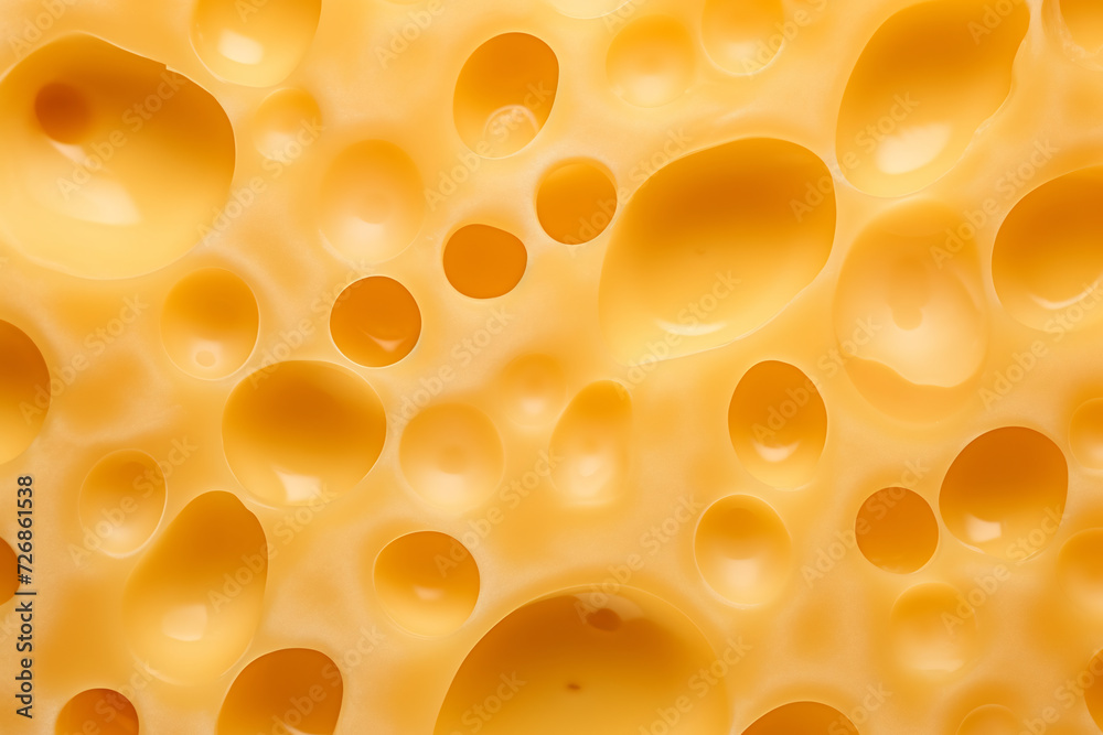 Close-Up Texture of Swiss Cheese with Heart-Shaped Hole. Dairy Food Delight Concept Close-Up Texture of Swiss Cheese with Heart-Shaped Hole. Dairy Food Delight Concept
