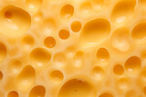 Close-Up Texture of Swiss Cheese with Heart-Shaped Hole. Dairy Food Delight Concept