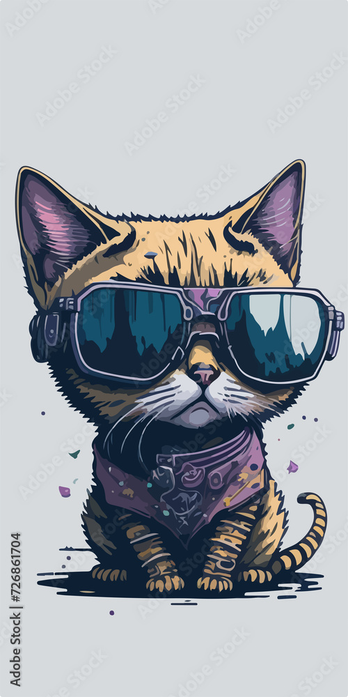 Show off your love for all things fantasy with this trendy and playful kitten t-shirt design, complete with vibrant colors and fashionable sunglasses.