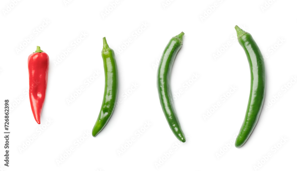 Chili pepper collection isolated on white Chili pepper collection isolated on white