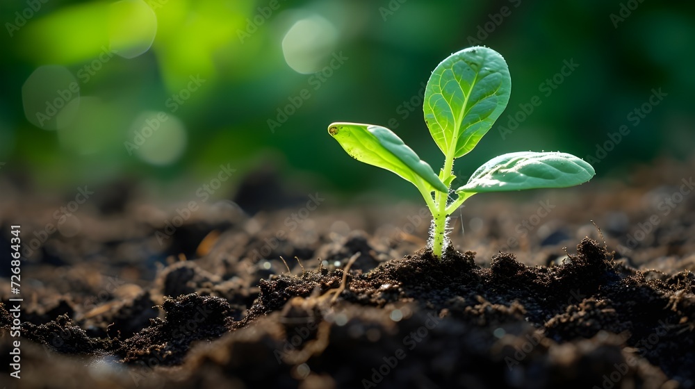 Fototapeta premium Close-Up Photo Of A Plant Sprouting From The Soil