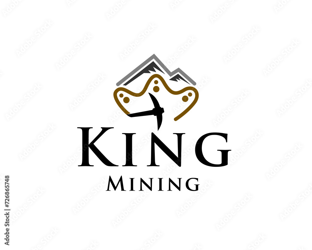 king crown mining luxury logo icon symbol design template illustration inspiration