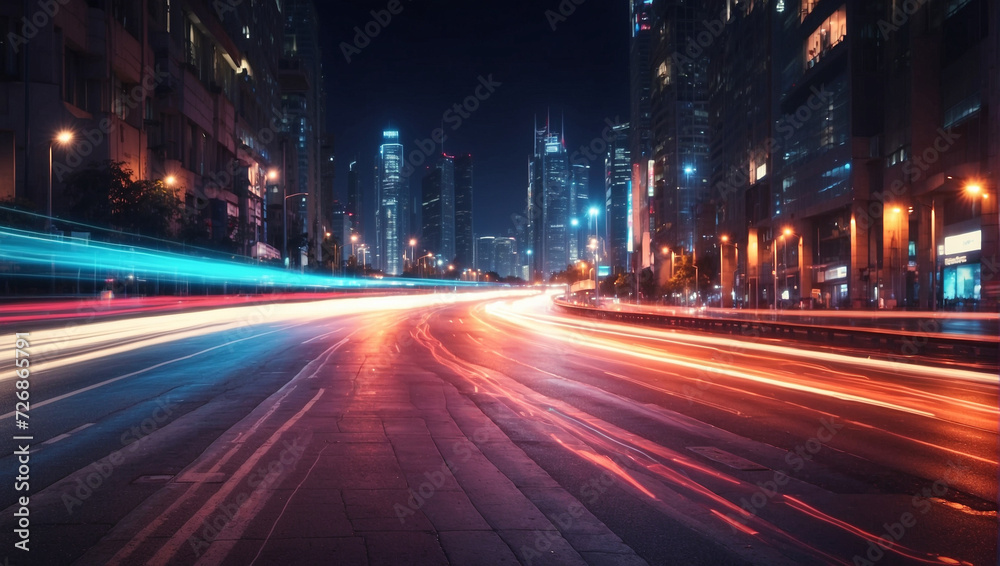 Obraz premium Cars lights on the road of modern city