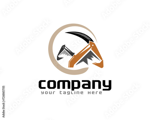 excavator miners hill rock coal logo icon symbol design template illustration inspiration