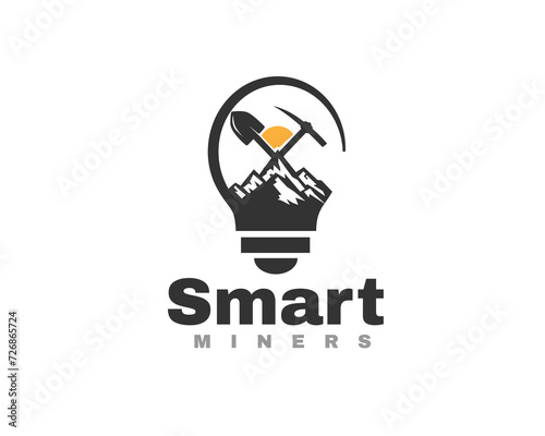 smart miners rock hill coal logo icon symbol design template illustration inspiration