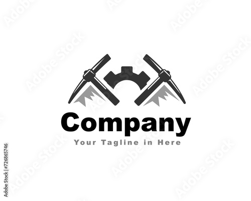 gear system mining logo icon symbol design template illustration inspiration