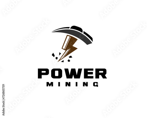 thunder power mining tool logo icon symbol design template illustration inspiration