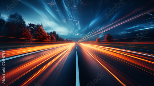 long exposure of vehicles passing on the road photo