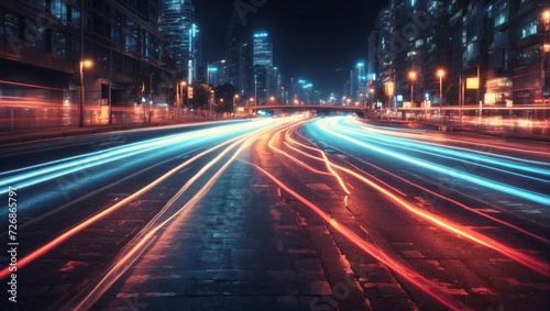 Cars lights on the road of modern city