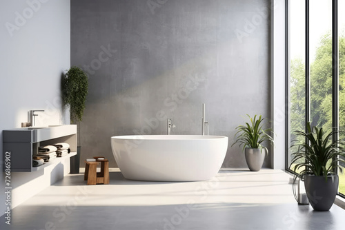 House nobody render bathtub bathroom modern design interior home room luxury