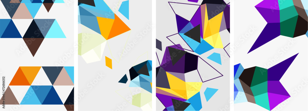 Set of triangle poster backgrounds. Vector illustration For Wallpaper, Banner, Background, Card, Book Illustration, landing page