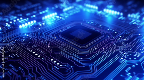 Futuristic Blue Circuit Board Texture Design,Technology Background