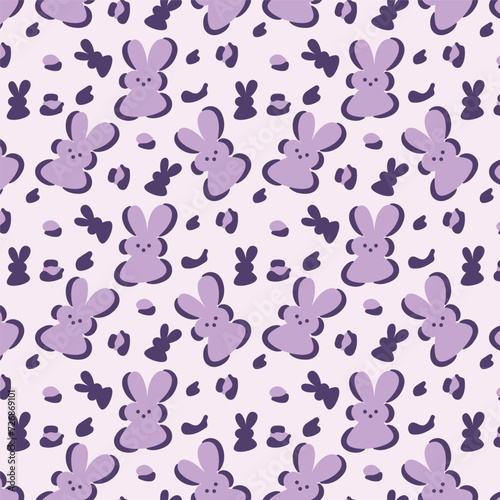 Seamless pattern with colorful peep vector. Cute bunny leopard skin pattern background