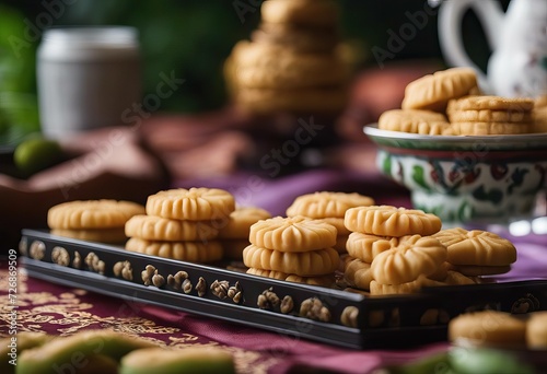 kuih Eid Malaysian Adha Ramadhan known Fitr Traditional cookies snack Eid loyang photo