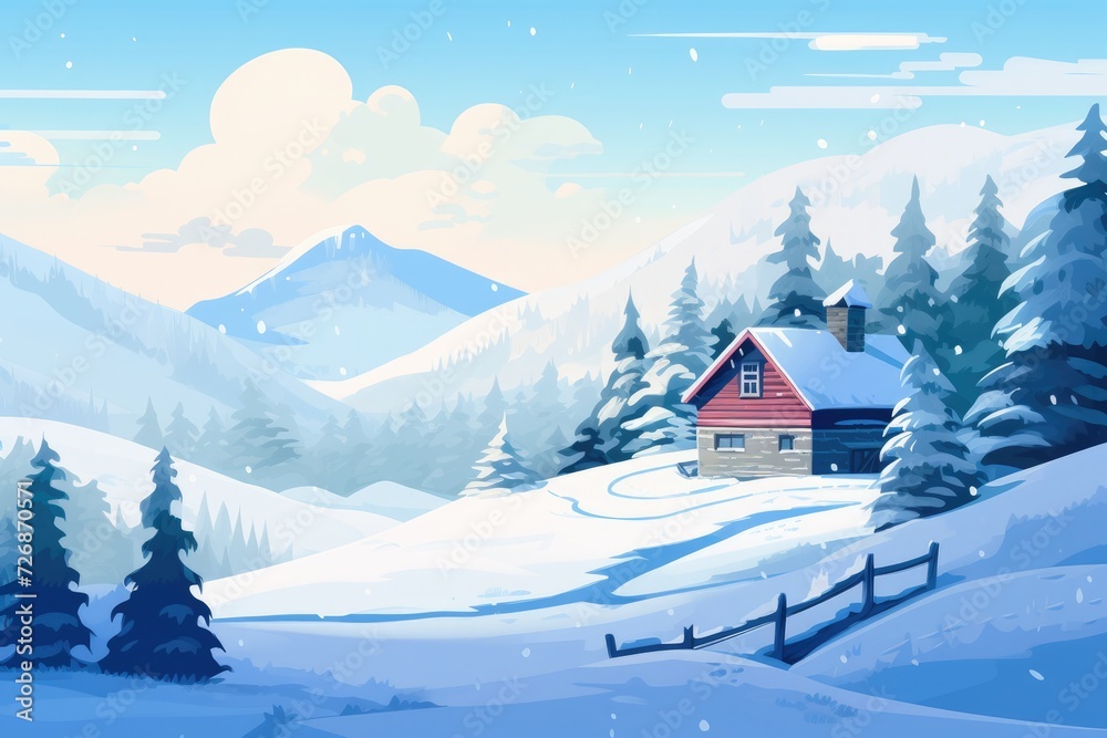 a quaint snow cabin