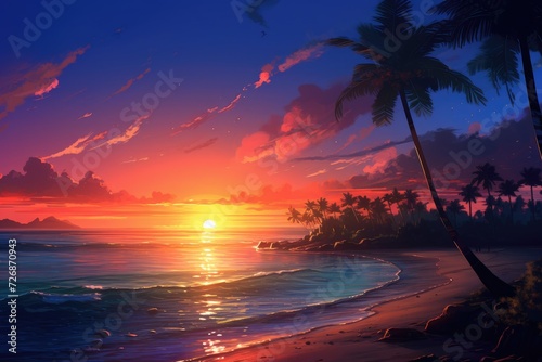 beautiful sunset on beach