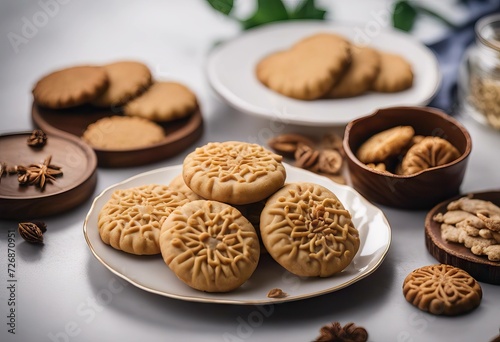 Fitr white Malaysian background Eid Ramadhan Traditional cookies snack Adha Eid