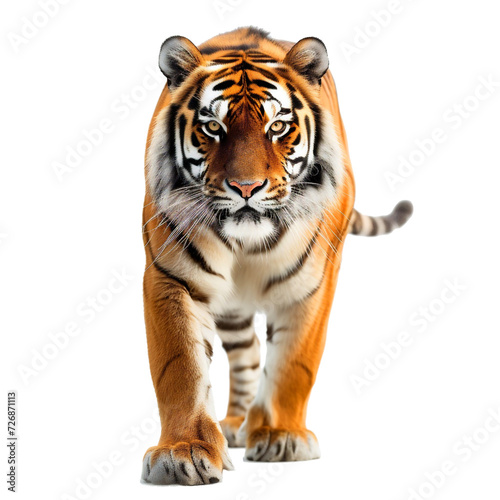 A fierce male tiger  with transparent background  PNG file