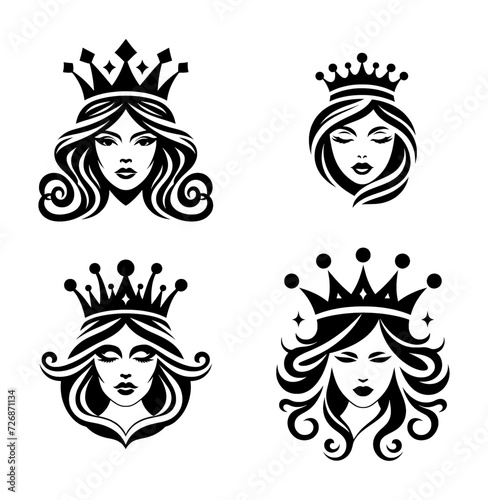 logo of queen with crown - black on transparent background