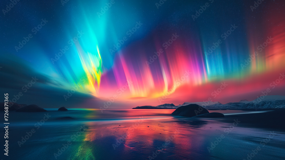 Colorful Northern Lights Landscape
